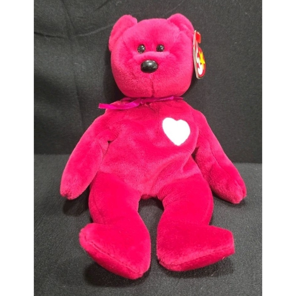 TY Beanie Baby Valentina The Bear 1999 Fuchsia Plush Toy
